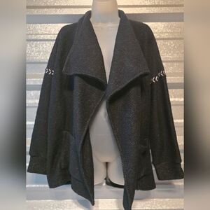 Lucky Brand Black Open Front Sweater